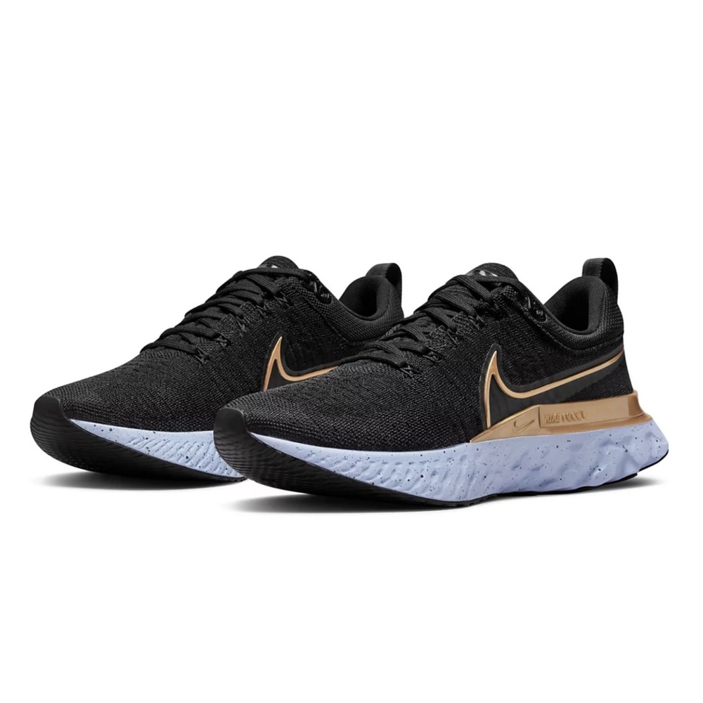 Nike Women's Black and Metallic Gold Running Shoes
